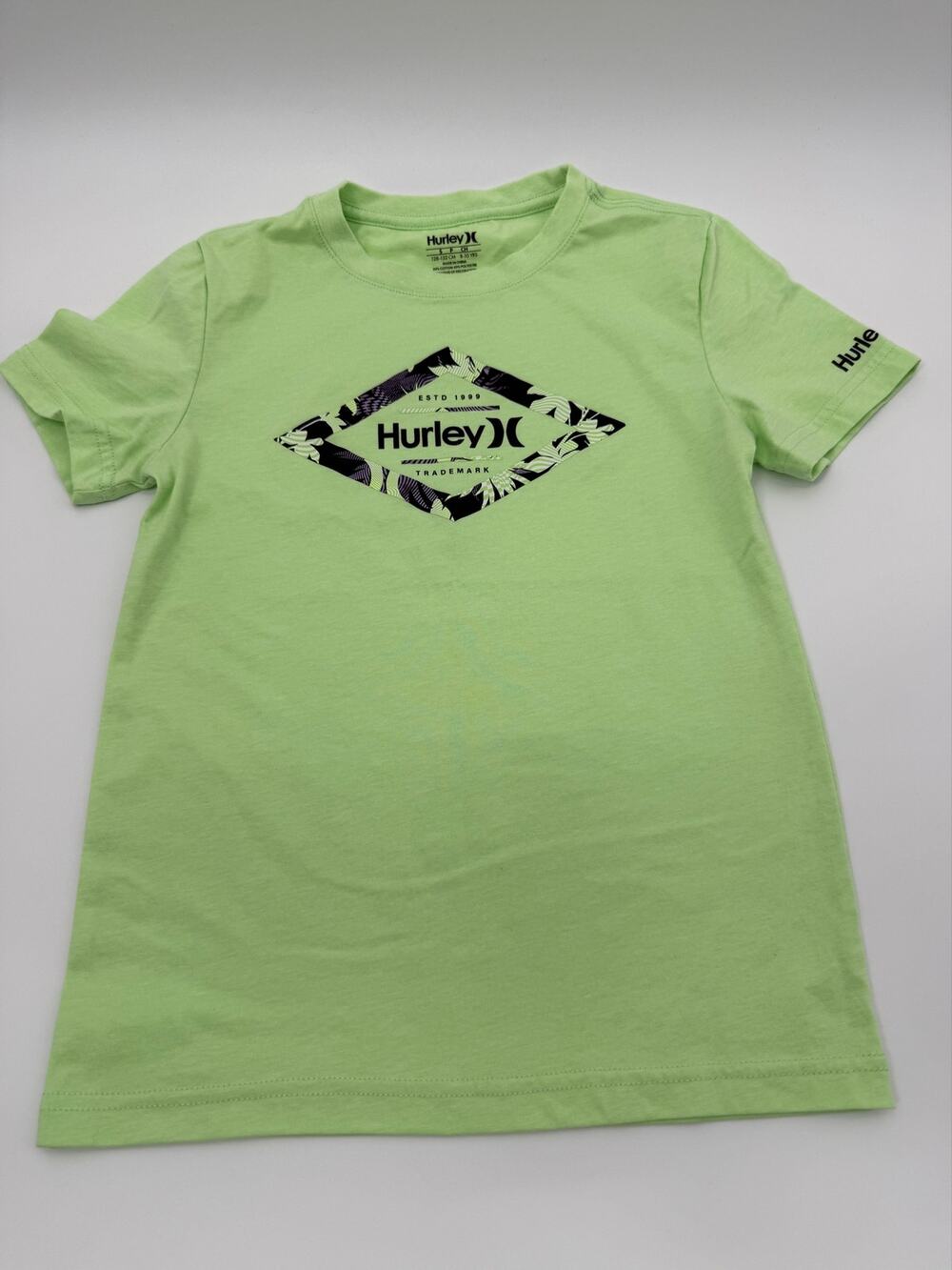 Hurley Boys Graphic T Shirt Youth Small 8-10 Neon Green Logo Short Sleeve Tee